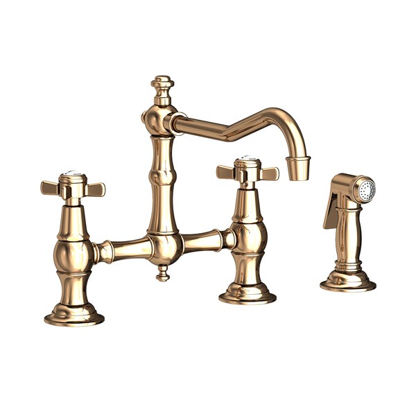 Newport Brass Kitchen Bridge Faucet With Side Spray in French Gold (Pvd) 945-1-24A - main